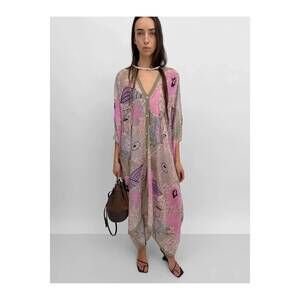 NEW RODEBJER agave silk caftan dress in ducharne